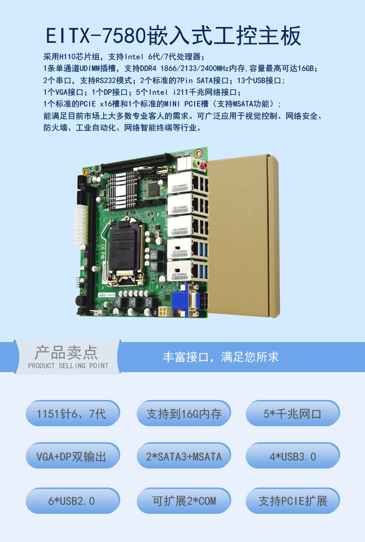 EITX-7580 视觉控制专用主板